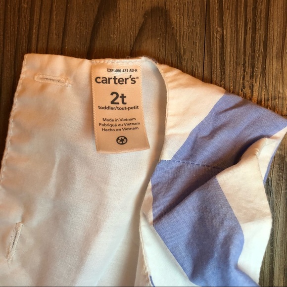 Carter's blue and white striped dress with pink bow, size 12 months - Picture 5 of 6
